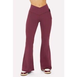 Fabletics PureLuxe Everyday Crossover Flare Burgundy Babe Yitty Collection Mediu